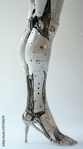 Advanced bionic prosthetic leg showcasing futuristic orthopedic technology. Generative AI. photo