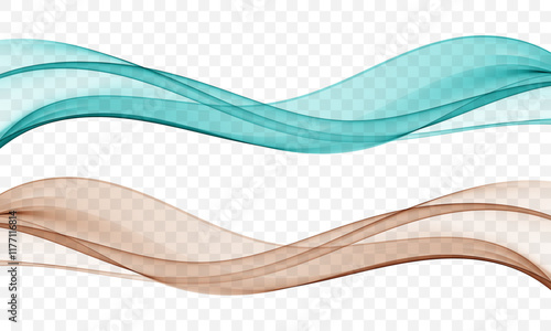 Abstract transparent wave, design element, set of two waves.