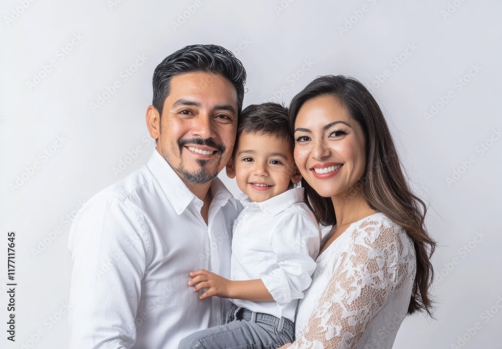 Family portrait featuring a happy couple with their son indoors Family portrait featuring a happy couple with their son indoors