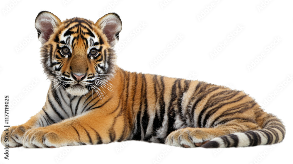 Obraz premium Cub tiger, isolated on transparent background