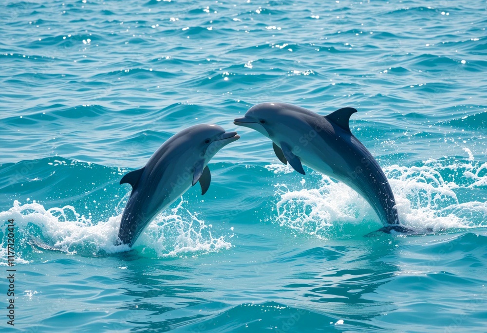Fototapeta premium Dolphins Dancing in the Ocean