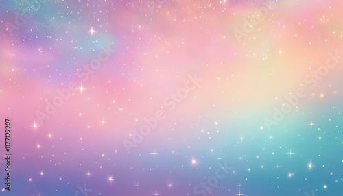 パステルカラーの虹色の星柄の背景。AIで生成