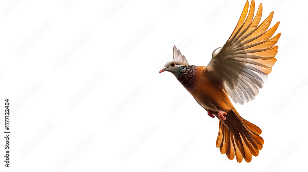 Fototapeta premium Dove soaring, isolated on transparent or white background