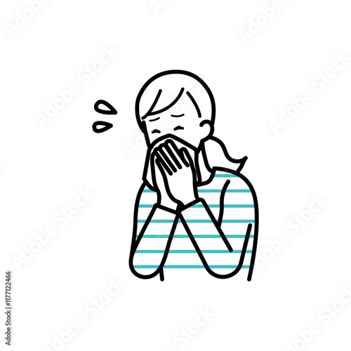 Hay fever Illustration of a woman sniffling.
