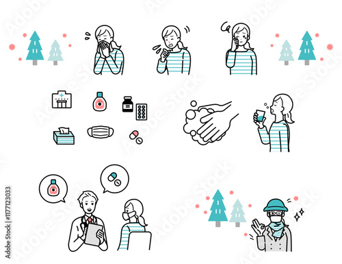Hay fever image illustration set.
