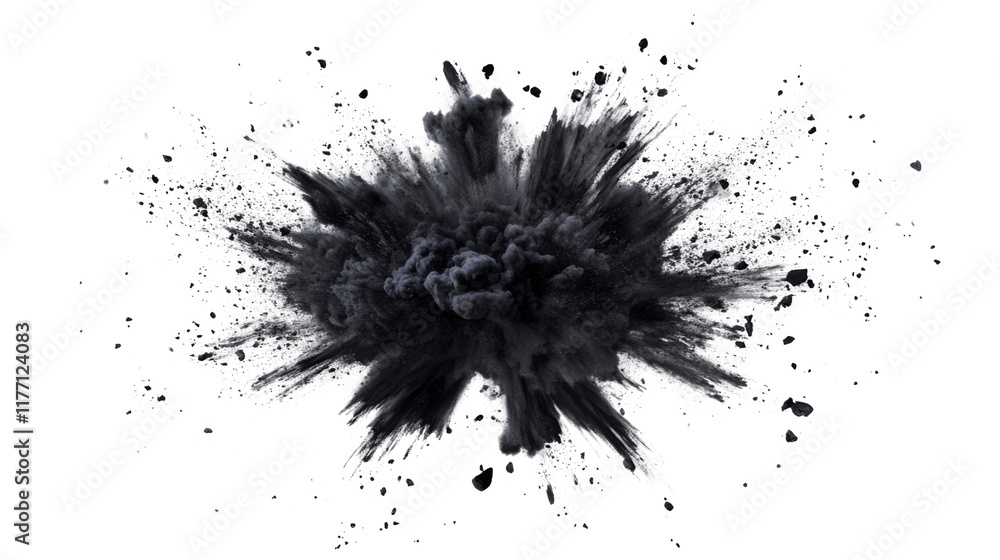 Dynamic Charcoal Burst Explosion, isolated on transparent background Dynamic Charcoal Burst Explosion, isolated on transparent background