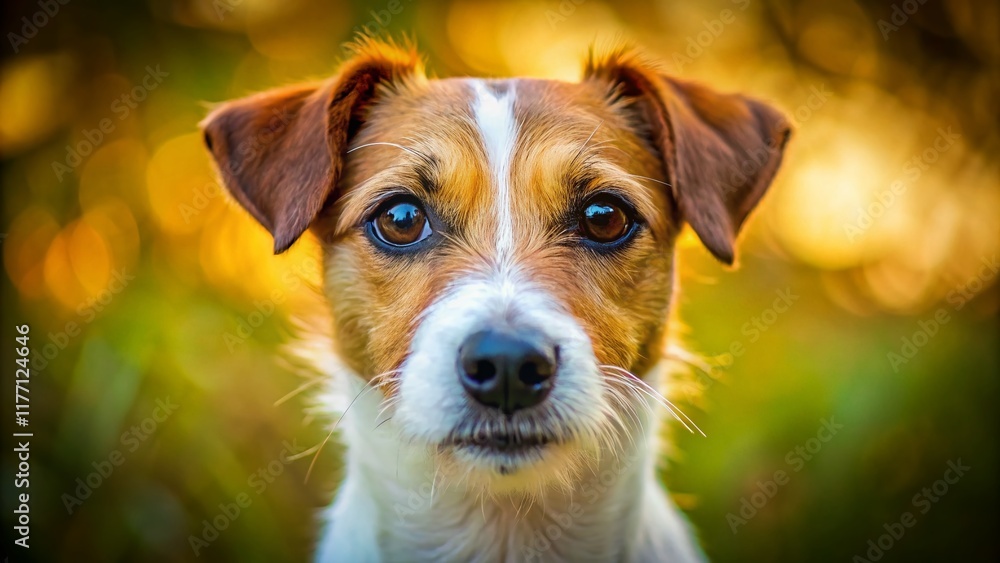 Adorable Irish Jack Russell Terrier Puppy Portrait - Happy Dog Photo