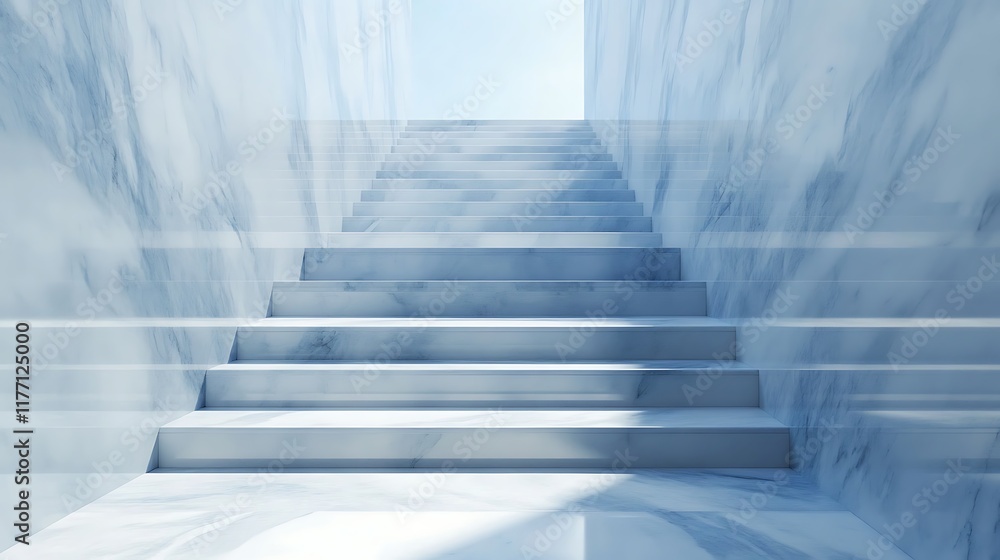 Fototapeta premium Stairs of shimmering sapphire marble soaring into the sky
