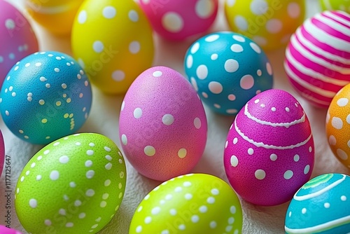 Colorful Easter Eggs Close-up Display photo