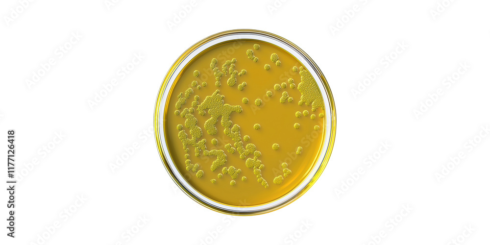 Yellow bacterial colonies in petri dish isolated on transparent background Yellow bacterial colonies in petri dish isolated on transparent background