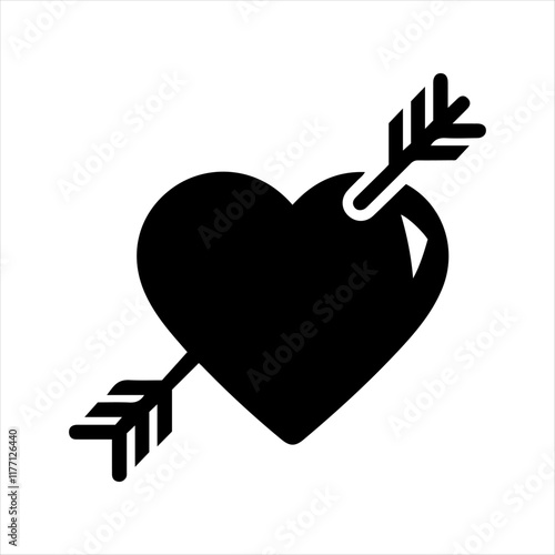 "Minimalist Heart and Arrow Silhouette Vector Design for Valentine's Day"