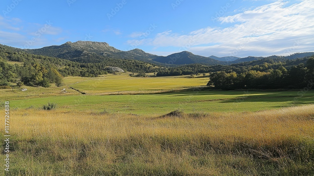 Panoramic Countryside Landscape Under a Clear Sky Panoramic Countryside Landscape Under a Clear Sky
