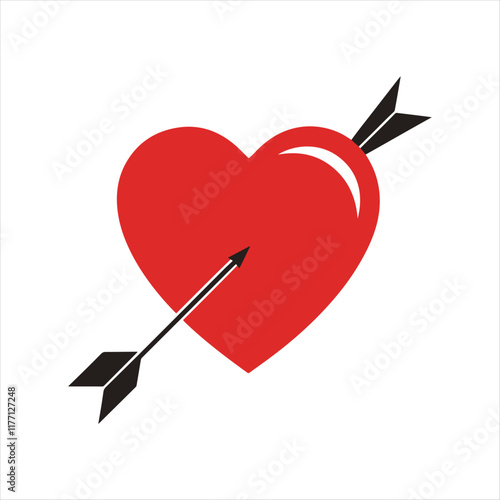 "Minimalist Heart and Arrow Silhouette Vector Design for Valentine's Day"