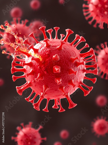 Mast cell releasing histamine, Immune system cell 3d illustration photo