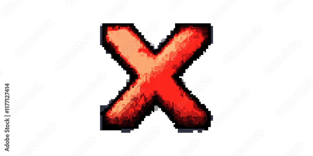 Red pixel art cross symbol isolated on transparent background Red pixel art cross symbol isolated on transparent background
