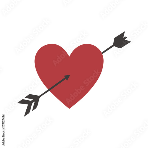 "Minimalist Heart and Arrow Silhouette Vector Design for Valentine's Day"