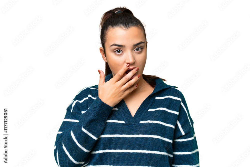 Young beauty woman over isolated chroma key background surprised and shocked while looking right Young beauty woman over isolated chroma key background surprised and shocked while looking right