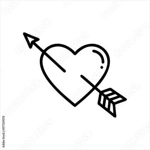 "Minimalist Heart and Arrow Silhouette Vector Design for Valentine's Day"