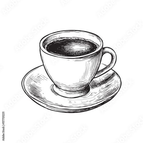 coffee vector design isolated on white background - Americano sketch