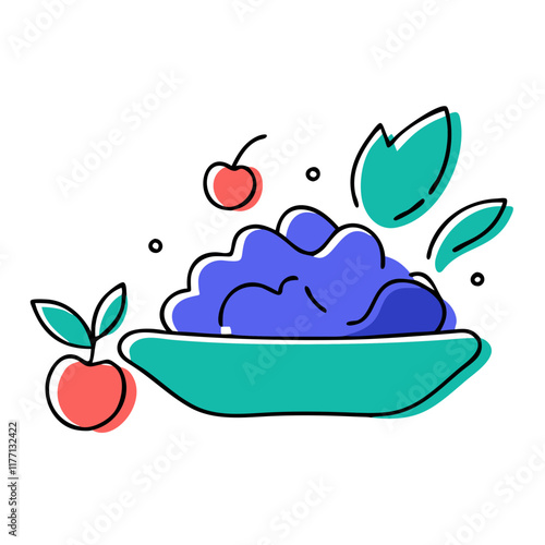 illustration of a healthy breakfast depicting oatmeal with berries