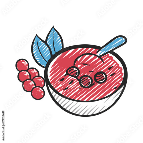 illustration of a healthy breakfast depicting oatmeal with berries