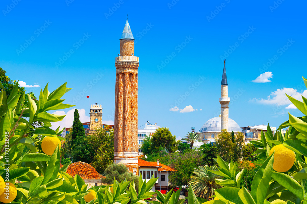 Panoramic view of Antalya Old Town. Antalya, Turkey