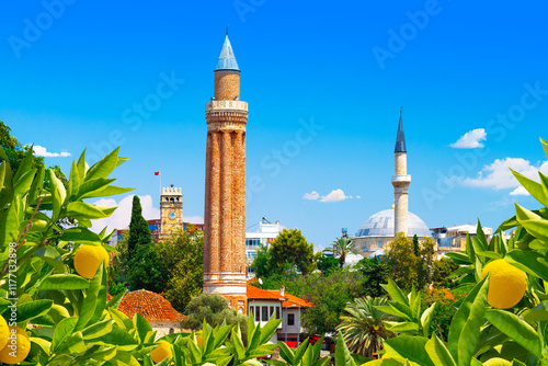 Obraz na płótnie Panoramic view of Antalya Old Town. Antalya, Turkey w salonie