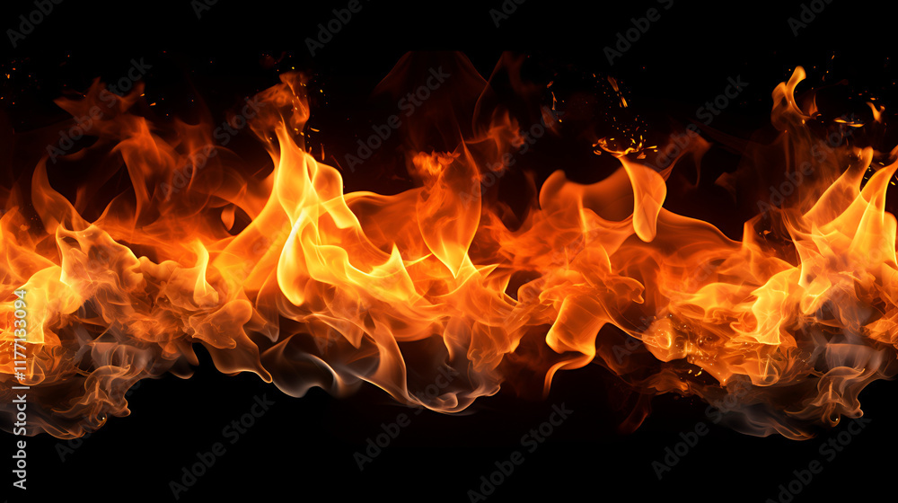 A beautiful and the yellow and orange hot fire flames on the black background , Burning flame or fire isolated on black background , close-up , igniting fire flam A beautiful and the yellow and orange hot fire flames on the black background , Burning flame or fire isolated on black background , close-up , igniting fire flam