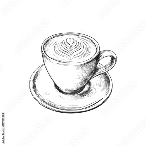 coffee vector design isolated on white background - cappuccino sketch