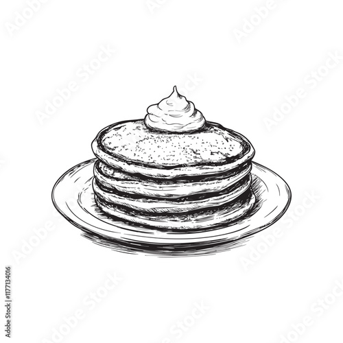 pancakes vector design isolated on white background - pancakes sketch
