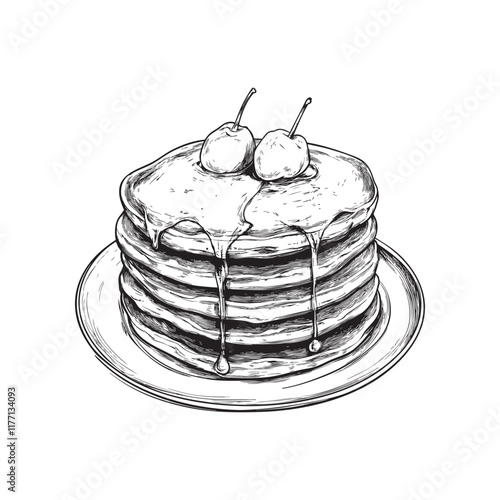 pancakes vector design isolated on white background - pancakes sketch