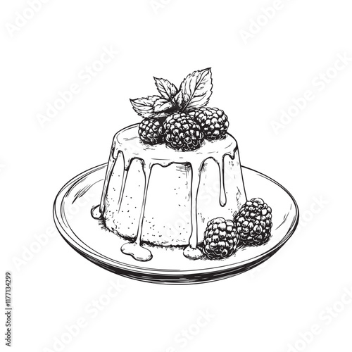 panna cotta vector design isolated on white background - panna cotta sketch