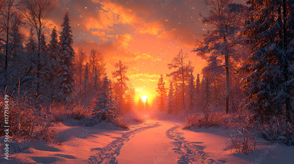 Winter Sunset in a Snow Covered Forest: A Magical, Peaceful Landscape Photography Winter Sunset in a Snow Covered Forest: A Magical, Peaceful Landscape Photography