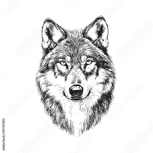 Wolf vector design isolated on white background - wolf sketch