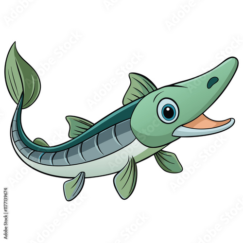 Sturgeon fish isolated flat vector illustration on white background