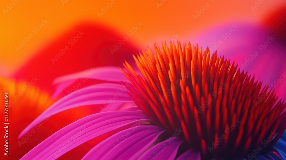 Obraz premium Colorful echinacea flower close-up with vibrant warm-toned background