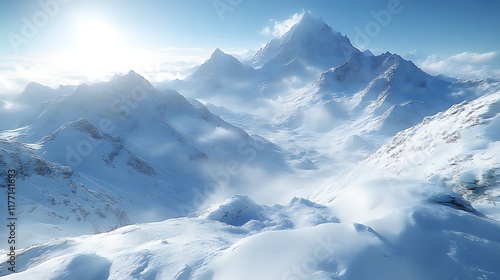 Wallpaper Mural Sunlit snow-capped mountain range. Torontodigital.ca