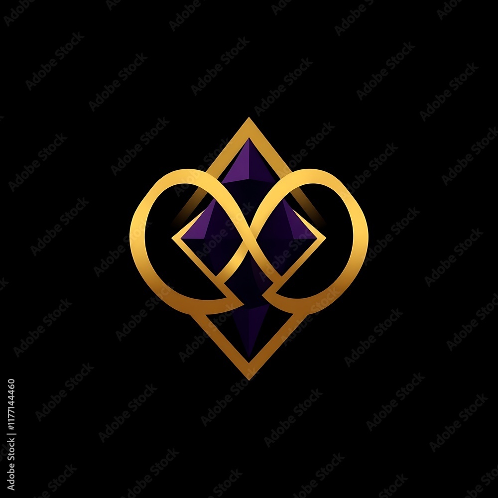 Infinity Gem Logo: Elegant gold infinity symbol entwined with a purple diamond, representing luxury, eternity, and limitless potential. Infinity Gem Logo: Elegant gold infinity symbol entwined with a purple diamond, representing luxury, eternity, and limitless potential.