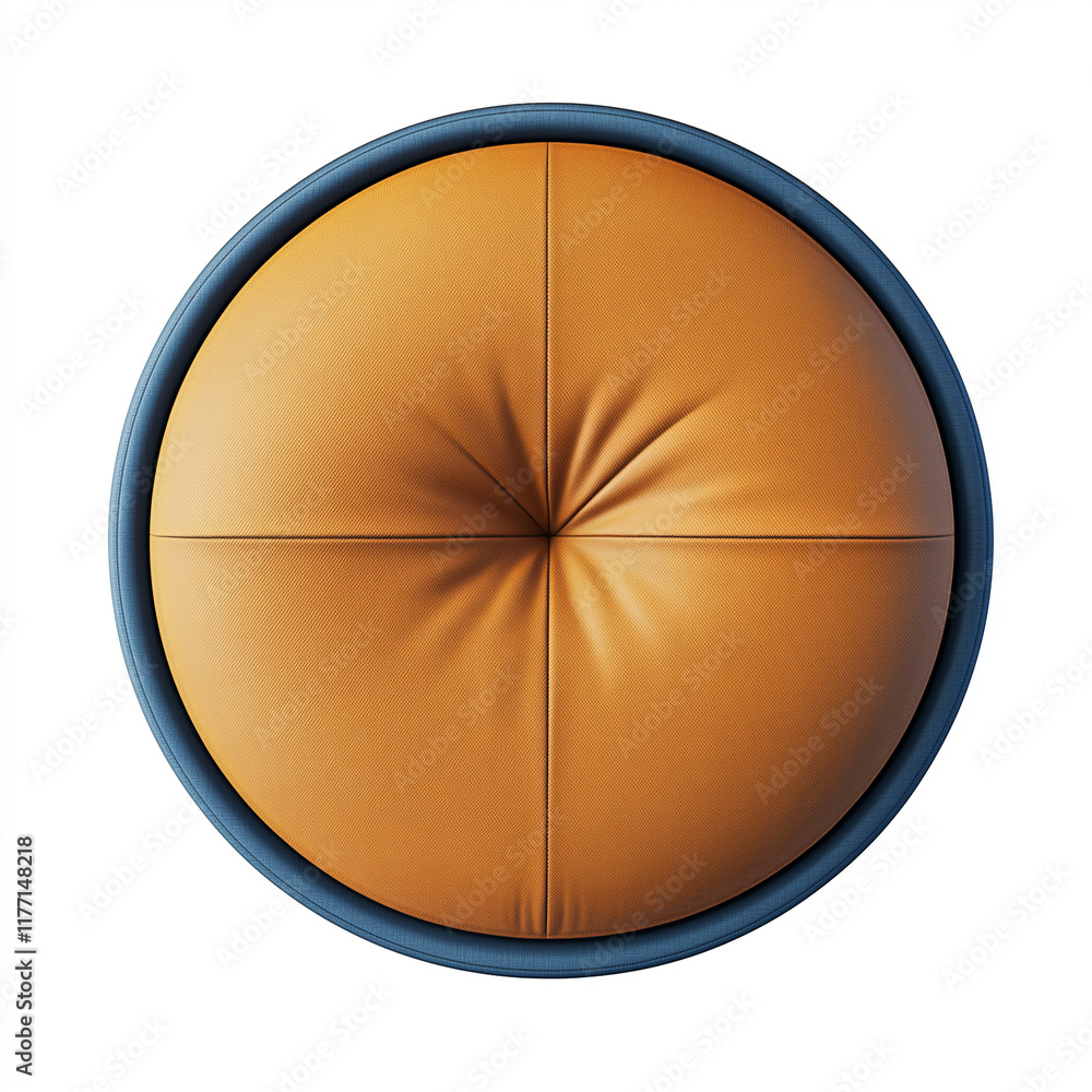 Top view of Stool, Stool blue and orange furniture piece, aerial view furniture Top view of Stool, Stool blue and orange furniture piece, aerial view furniture
