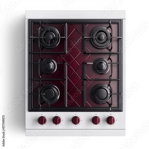 Top view of Stove, Stove burgundy furniture piece, aerial view furniture photo