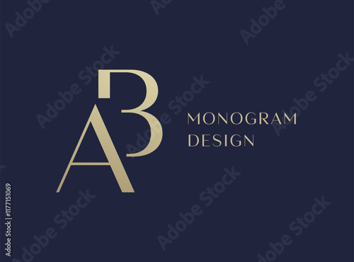 BA or AB letter logo icon design. Classic style luxury initials monogram.
