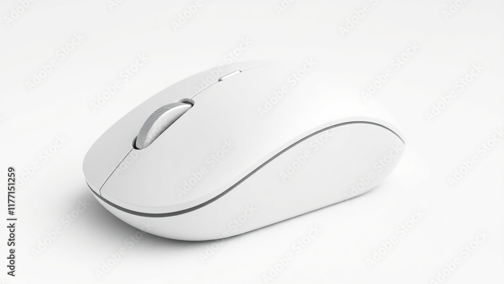 A White Wireless Computer Mouse on White Background A White Wireless Computer Mouse on White Background