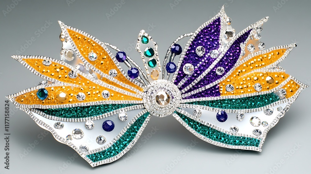Obraz premium Sparkling Crystal Butterfly Hair Clip Mardi Gras Accessory