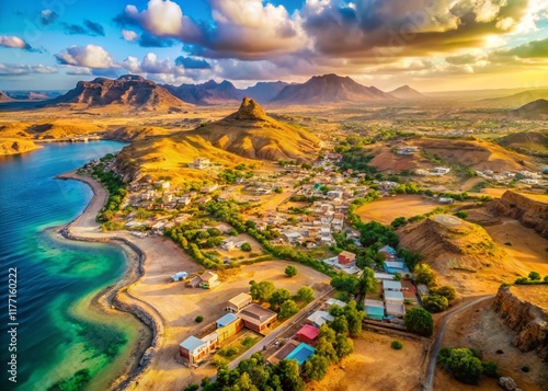 Aerial Drone View of Eritrea's Diverse Landscape, Showing its Geographic Location in Africa photo