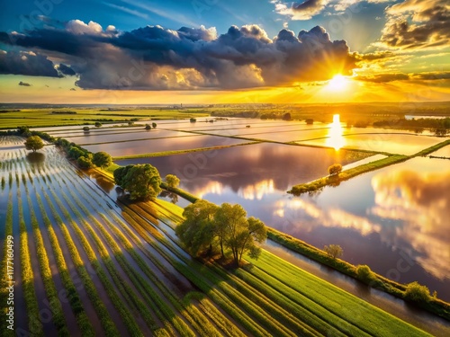 Wallpaper Mural Aerial Drone View of Flooded Farmland After Heavy Rainfall Torontodigital.ca