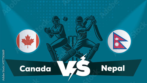 Canada VS Nepal , Nepal Vs Canada cricket match , Cricket match concept with creative illustration.eps