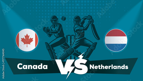 Canada VS Netherlands , Netherlands Vs Canada cricket match , Cricket match concept with creative illustration.eps