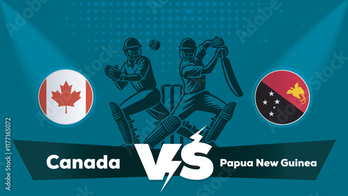 Canada VS Papua New Guinea Match , Papua New Guinea Vs Canada cricket match , Cricket match concept with creative illustration.eps