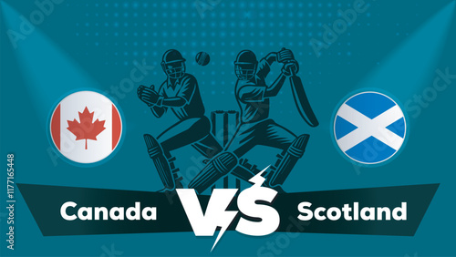 Canada VS Scotland , Scotland Vs Canada cricket match , Cricket match concept with creative illustration.eps