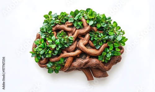 Wallpaper Mural Green plants growing on a brain-shaped wooden sculpture. Torontodigital.ca